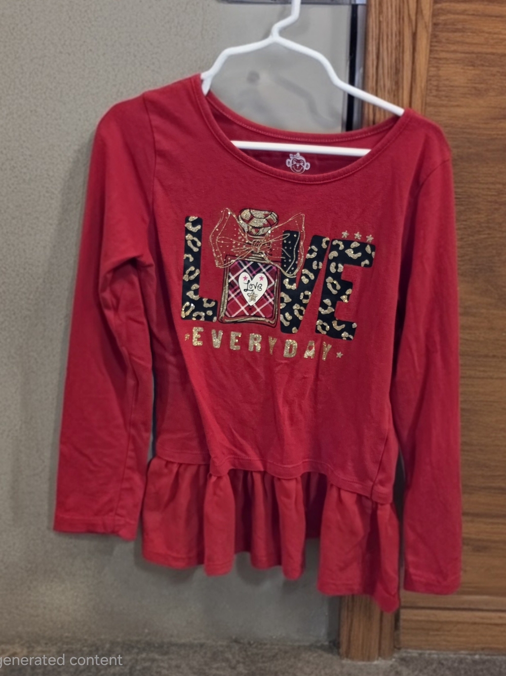 Girls' Red Long-Sleeve Ruffle-Hem 'Love Everyday' Graphic Top